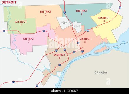 Il quartiere di Detroit e mappa stradale Illustrazione Vettoriale