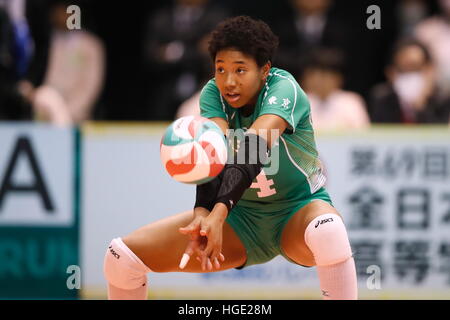 Tokyo Metropolitan Gymnasium, Tokyo, Giappone. Il 6 gennaio, 2017. Reina Tokoku (), 6 gennaio 2017 - Pallavolo : sessantanovesima tutto il Giappone High School campionato volley femminile del terzo round match tra Shimokitazawa Seitoku 2-0 Kokugakuin presso il Tokyo Metropolitan Gymnasium, Tokyo, Giappone. Foto di Sho Tamura/AFLO SPORT) Foto Stock