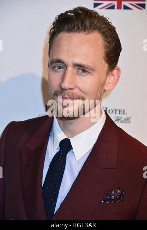 Los Angeles, Stati Uniti d'America. 07Th gen, 2017. Tom Hiddleston arrivando presso il BAFTA LA Tea Party al Four Season Hotel di Los Angeles. 7 gennaio 2017 © Gamma-USA/Alamy Live News Foto Stock