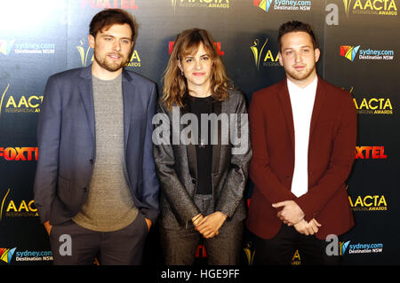 Los Angeles, California. Il 6 gennaio, 2017. Ethan Thompson, Samantha Ronson e Pete Nappi (Ocean Park Standoff) assistere al sesto AACTA premi internazionali a Avalon Hollywood su Gennaio 6, 2017 a Los Angeles, California. | In tutto il mondo di utilizzo © dpa/Alamy Live News Foto Stock