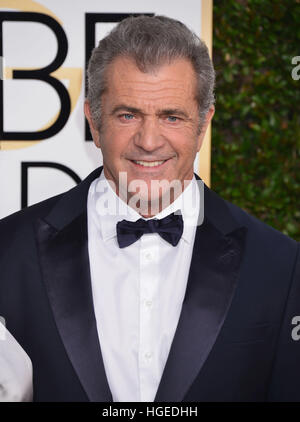 Los Angeles, California, USA. 08 gen 2017. Mel Gibson arriva al 74Annuale di Golden Globe Awards presso il Beverly Hilton di Los Angeles. Gennaio 08, 2017 © Gamma-USA/Alamy Live News Foto Stock
