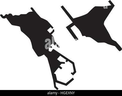 Isola di Helgoland silhouette di mappe Illustrazione Vettoriale