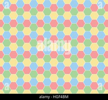 Esagono multicolore geometrica sfondo senza giunture. Illustrazione Vettoriale