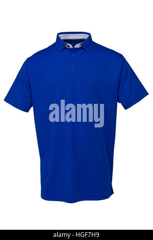 Blue golf tee shirt per uomo o donna su sfondo bianco Foto Stock