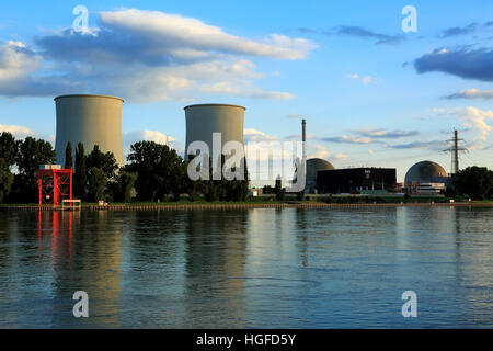 Centrale nucleare di Biblis, Bergstrasse, Assia Foto Stock