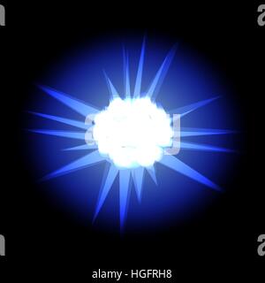 Stella con raggi blu bianco nello spazio cosmo isolati su sfondo nero vettore Illustrazione Vettoriale