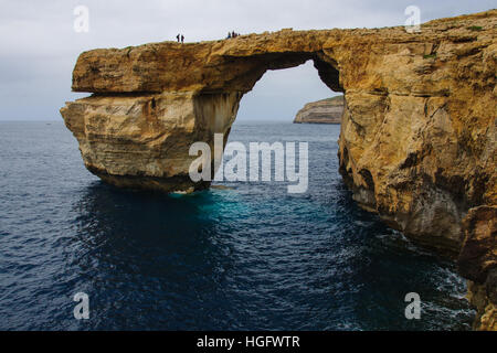 Azure Window rock, isola di Gozo, Malta Foto Stock