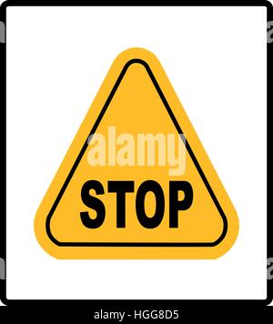 Avviso di pericolo segno. Fermata a triangolo giallo. Illustrazione Vettoriale Illustrazione Vettoriale