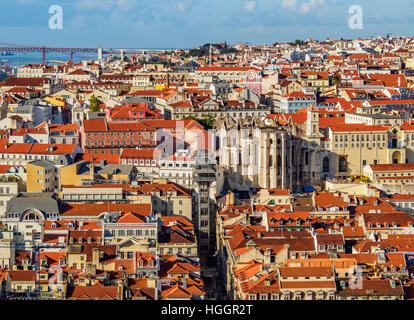 Il Portogallo, Lisbona, Cityscape vista dal castello di Sao Jorge. Foto Stock