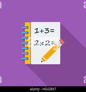 Icona di matematica. Vettore di piana relativa icona con lunga ombra per il web e applicazioni per dispositivi mobili. Esso può essere utilizzato come - il logo, il pittogramma, icona, una infografica el Illustrazione Vettoriale