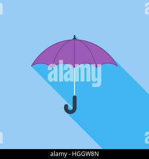 Icona ombrello. Vettore di piana relativa icona con lunga ombra per il web e applicazioni per dispositivi mobili. Esso può essere utilizzato come - il logo, il pittogramma, icona, una infografica eleme Illustrazione Vettoriale