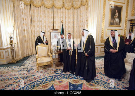 Membro banchetto per sua altezza il Amir dello Stato del Kuwait da HM la regina al Castello di Windsor. Foto Stock