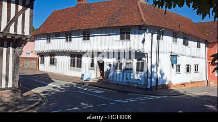 Casa in legno e muratura all'angolo di Lady Street, Lavenham, Suffolk ora il ristorante '10' Foto Stock