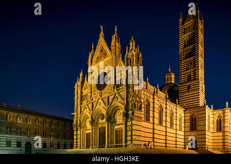 Cattedrale di Siena, Cattedrale di Santa Maria Assunta, scena notturna, Siena, Toscana, Italia Foto Stock