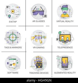 Tracciamento del dito Accesso dispositivo Imposta icona visiva moderna collezione di tecnologia Illustrazione Vettoriale