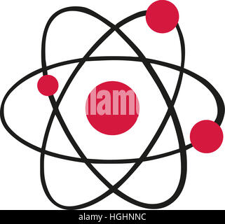 Icona di Atom con atomi di rosso Foto Stock