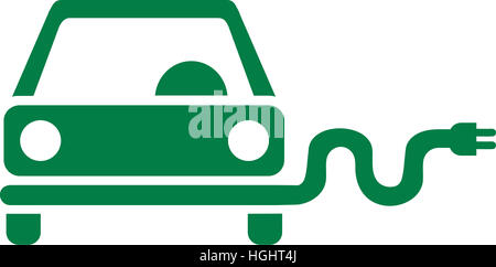 Green e-car icona con spina Foto Stock