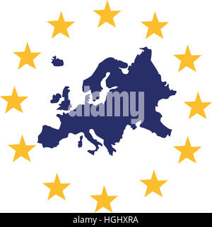 Mappa Europa con stelle europee Foto Stock