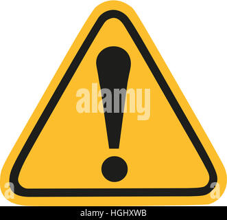 Simbolo giallo di avvertimento con un punto esclamativo Foto Stock