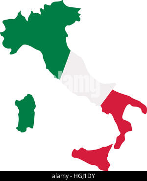 Italia mappa con bandiera Foto Stock