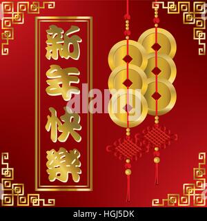 Anno Nuovo cinese di monete d'oro Foto Stock