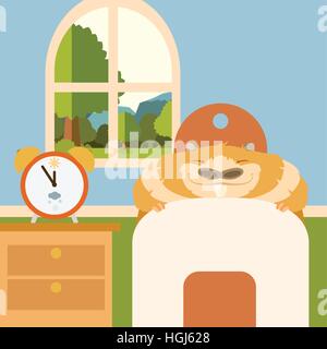 Groundgog dorme nel letto Illustrazione Vettoriale