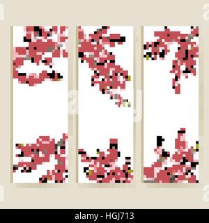 Set di banner con fiore fiori sakura. EPS 10 Illustrazione Vettoriale