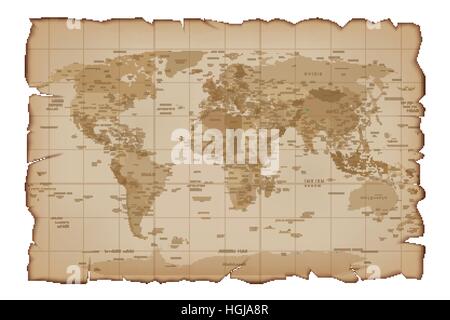 Vector mappa vecchia carta Illustrazione Vettoriale
