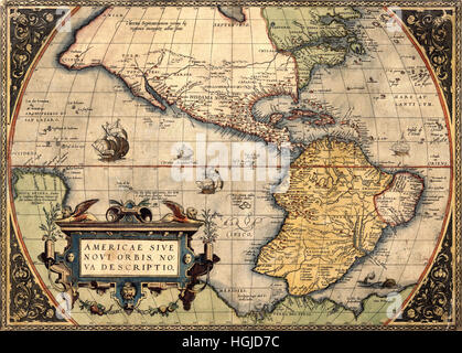 Mappa di America 1570 Foto Stock