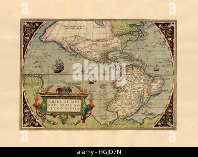 Mappa di America 1570 Foto Stock