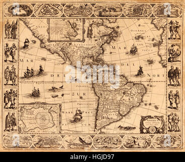 Mappa di America 1622 Foto Stock