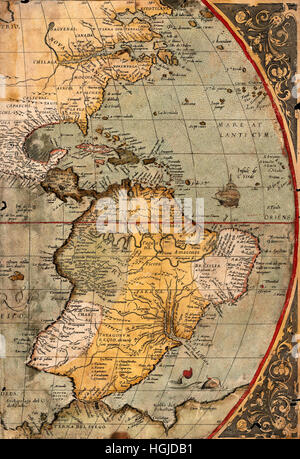 Mappa di America 1570 Foto Stock