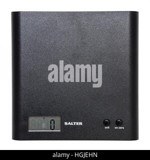 Un set di Salter digital bilancia da cucina su sfondo bianco Foto Stock