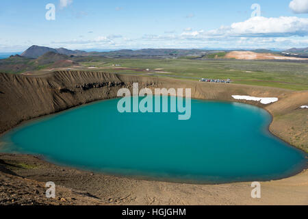 La Stora Viti, il cratere del lago, Krafla, Nord Islanda Islanda Foto Stock