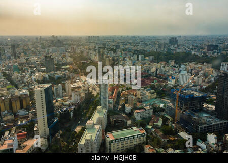 Vista di Ho Chi Minh City dal Bitexco Financial Tower, Ho Chi Minh City, Vietnam Foto Stock