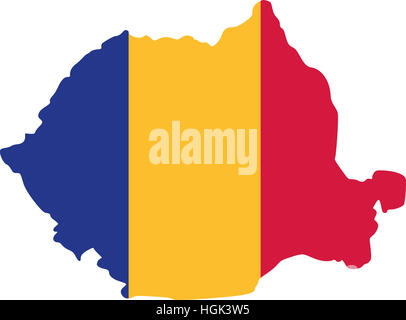 La Romania mappa con bandiera Foto Stock