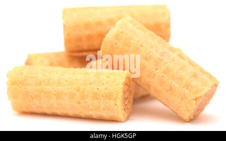 Waffle cookies isolati su sfondo bianco Foto Stock