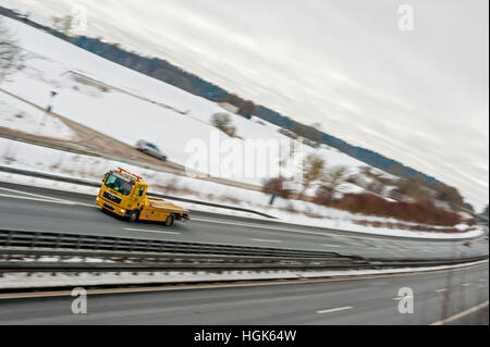 Ripartizione ADAC Carrello su autostrada Tedesca, Baviera, Foto Stock