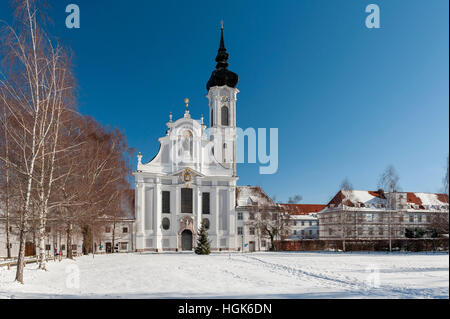 Marienmünster invernale Mariae assunta, Dießen am Ammersee, Baviera, Germania Foto Stock