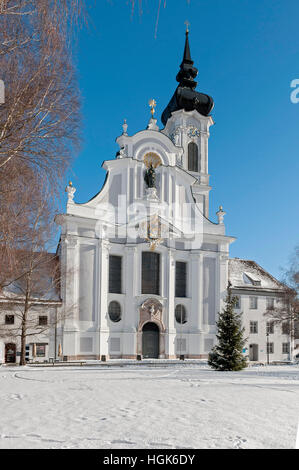Marienmünster invernale Mariae assunta, Dießen am Ammersee, Baviera, Germania Foto Stock