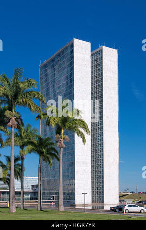 Congresso Nacional (Congresso nazionale) progettato da Oscar Niemeyer, Brasilia Foto Stock