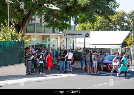 Lycee La Salle Saint-Charles High School, St Pierre, Isola di Reunion Foto Stock