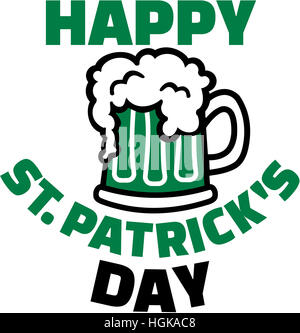 Felice San Patrizio giorno con birra verde in tazza Foto Stock