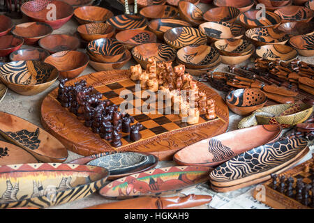 Souvenir in legno, Victoria Falls, Zimbabwe Foto Stock