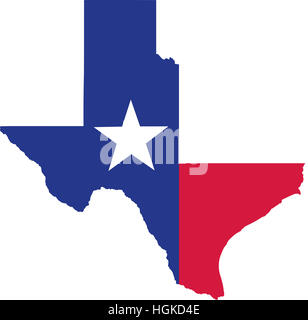 Texas mappa dello Stato di bandiera Foto Stock