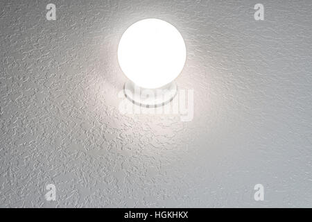Incandescente sfera di cristallo su sfondo a trama con copia spazio orizzontale. Foto Stock