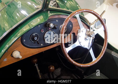 Interno di un 1935 Morgan Super Sport tre Wheeler autovettura, REGNO UNITO Foto Stock