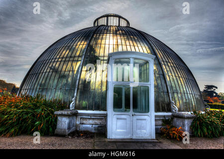 La Casa delle Palme Parterre con display floreali di circa 16.000 piante, Kew Royal Botanical Gardens, Richmond, Surrey, Inghilterra, GB, UK. Foto Stock