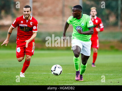 La Manga, Spagna. Il 10 gennaio, 2017. Fase invernale 2017. Partita amichevole tra VFL Wolfsburg vs FC Sion in La Manga Club. © ABEL F. ROS/Alamy Live News Foto Stock