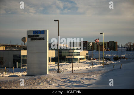 Dickinson, il Dakota del Nord, Stati Uniti d'America. Xi gen, 2017. Un Baker Hughes impianto di olio è raffigurato nella Dickinson, North Dakota. Credito: Joel Angelo Juarez/ZUMA filo/Alamy Live News Foto Stock